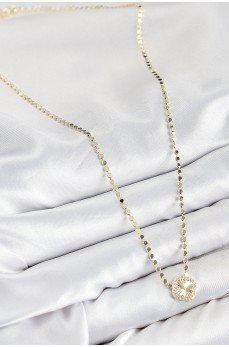 Pirinç Zirkon Taşlı Yonca Model Ezme Zincir Gold Renk Kadın Kolye