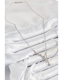 316L Çelik Zirkon Taşlı Kelebek Model Gümüş Renk Kadın Kolye