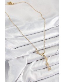 316L Çelik Zirkon Taşlı Çiçek Model Gold Renk Kadın Kolye