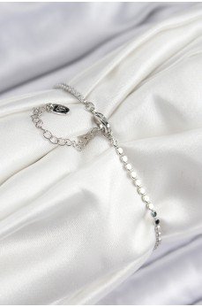 Pirinç Zirkon Taşlı Kalp Model Ezme Zincir Gümüş Renk Kadın Bileklik