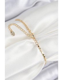 Pirinç Zirkon Taşlı Damla Model Ezme Zincir Gold Renk Kadın Bileklik