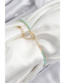 Pirinç Zirkon Taşlı Mavi Boncuklu Model Gold Renk Kadın Bileklik