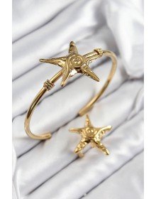 Pirinç Deniz Yıldızı Model Gold Renk Bileklik Yüzük Set