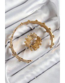 Pirinç Topcuk Model Gold Renk Bileklik Yüzük Set