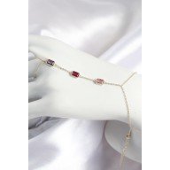 Pirinç Renkli Zirkon Taşlı Dikdörtgen Model Gold Renk Kadın Şahmeran