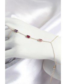 Pirinç Renkli Zirkon Taşlı Dikdörtgen Model Gold Renk Kadın Şahmeran