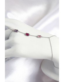 Pirinç Renkli Zirkon Taşlı Dikdörtgen Model Gümüş Renk Kadın Şahmeran