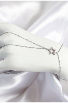 Pirinç Zirkon Taşlı Yıldız Model Gümüş Renk Kadın Şahmeran