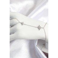 Pirinç Zirkon Taşlı Kutup Yıldızı Model Gümüş Renk Kadın Şahmeran