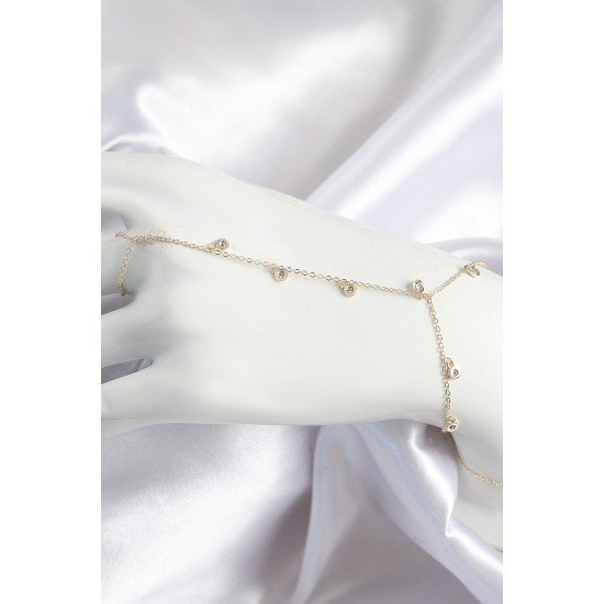 Pirinç Zirkon Taşlı Sallantılı Model Gold Renk Kadın Şahmeran