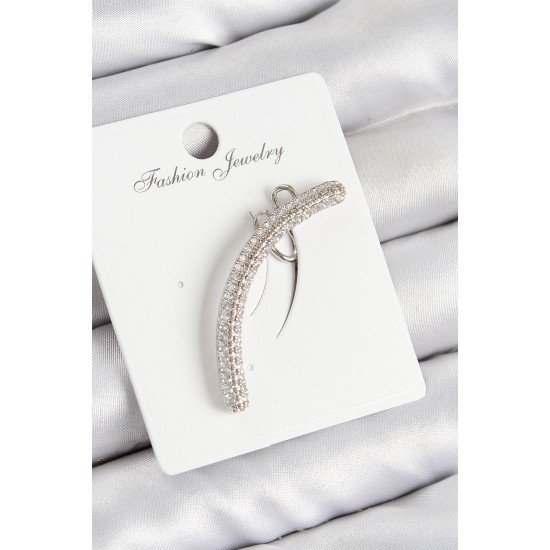 Pirinç Zirkon Taşlı Model Gümüş Renk Sağ Kıkırdak Küpe