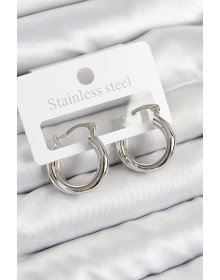 Pirinç Halka Model Gümüş Renk Kadın Küpe