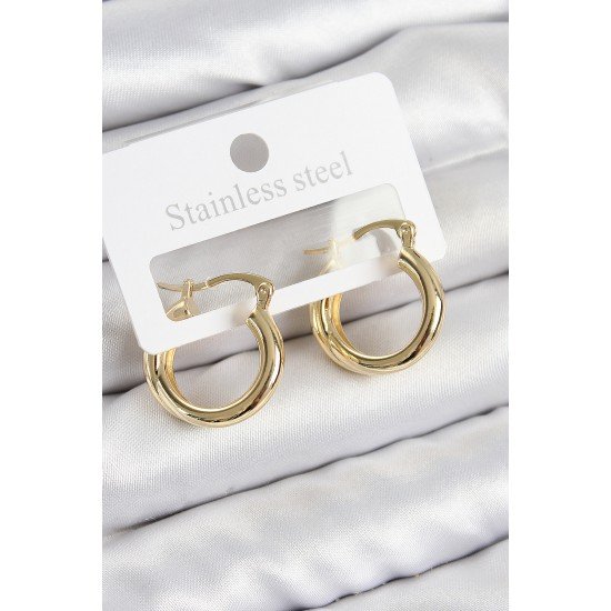 Pirinç Halka Model Gold Renk Kadın Küpe