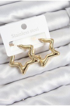 Pirinç Yıldız Model Gold Renk Kadın Küpe