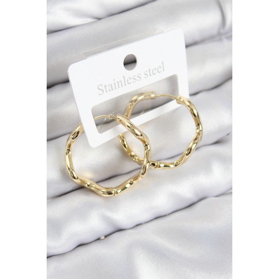 Pirinç Halka Model Gold Renk Kadın Küpe Pirinç Halka Model Gold Renk Kadın Küpe