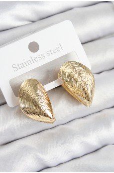 Pirinç İstiridye Model Gold Renk Kadın Küpe