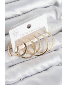 Pirinç Halka Model Gold Renk Kadın Set Küpe