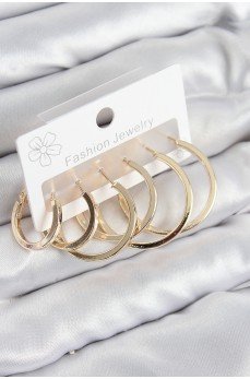 Pirinç Halka Model Gold Renk Kadın Set Küpe Pirinç Halka Model Gold Renk Kadın Set Küpe