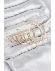 Pirinç Halka Model Gold Renk Kadın Set Küpe