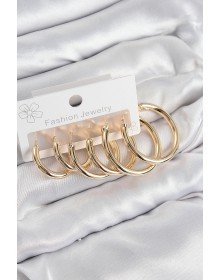 Pirinç Halka Model Gold Renk Kadın Set Küpe