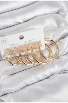 Pirinç Halka Model Gold Renk Kadın Set Küpe Pirinç Halka Model Gold Renk Kadın Set Küpe