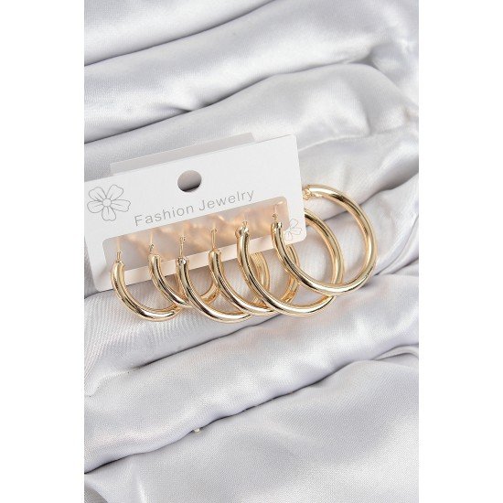 Pirinç Halka Model Gold Renk Kadın Set Küpe Pirinç Halka Model Gold Renk Kadın Set Küpe