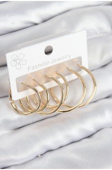Pirinç Halka Model Gold Renk Kadın Set Küpe Pirinç Halka Model Gold Renk Kadın Set Küpe