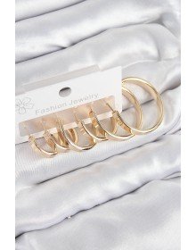 Pirinç Halka Model Gold Renk Kadın Set Küpe
