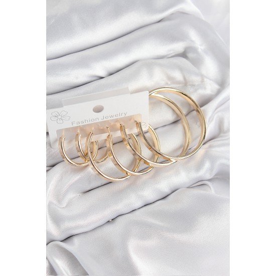 Pirinç Halka Model Gold Renk Kadın Set Küpe Pirinç Halka Model Gold Renk Kadın Set Küpe