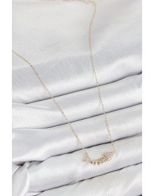 Pirinç Zirkon Taşlı Balık Kılçığı Model Gold Renk Kadın Kolye