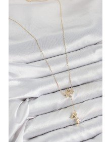 Pirinç Zirkon Taşlı Sallantılı Ayıcıklı Yıldız Model Gold Renk Kadın Kolye