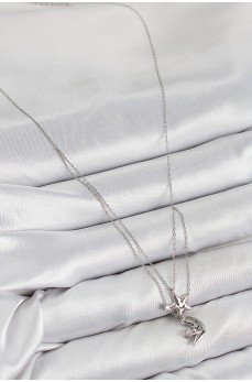 Pirinç Zirkon Taşlı Yıldız Ve Ay Model Gümüş Renk Kadın Kolye