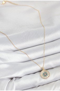 Pirinç Zirkon Taşlı Su Yolu Nazar Model Gold Renk Kadın Kolye Pirinç Zirkon Taşlı Su Yolu Nazar Model Gold Renk Kadın Kolye