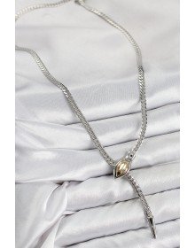 Pirinç Asansörlü Yılan Model Gümüş Renk Kadın Kolye