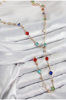 Pirinç Renkli Zirkon Taşlı Model Gold Renk Kadın Y Kolye