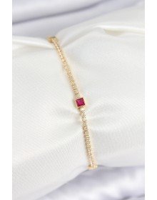 Pirinç Zirkon Taşlı Kare Model Gold Renk Kadın Bilekilk