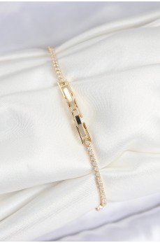 Pirinç Zirkon Taşlı Kare Model Gold Renk Kadın Bilekilk