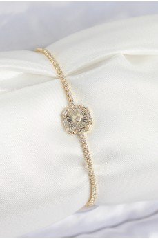 Pirinç Zirkon Taşlı Kare Model Gold Renk Kadın Bilekilk