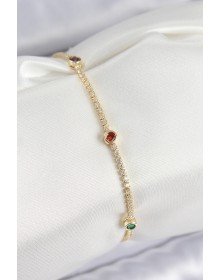 Pirinç Zirkon Taşlı Asorti Model Gold Renk Kadın Bilekilk