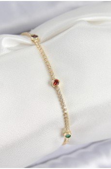 Pirinç Zirkon Taşlı Asorti Model Gold Renk Kadın Bilekilk