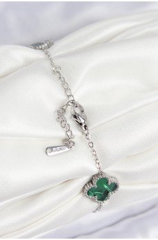 316L Çelik Sedefli Zümrüt Yeşil Gümüş Renk Yonca Kadın Bileklik 316L Çelik Sedefli Zümrüt Yeşil Gümüş Renk Yonca Kadın Bileklik