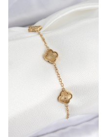 316L Çelik Gold Renk Yonca Kadın Bileklik