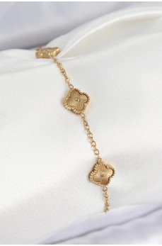 316L Çelik Gold Renk Yonca Kadın Bileklik