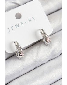 Pirinç Zirkon Taş Desenli Model Gümüş Renk Kadın Küpe