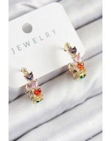 Pirinç Zirkon Taşlı Kalp Model Gold Renk Kadın Küpe