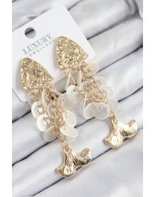 Pirinç Sallantılı Sedefli Balık Model Gold Renk Kadın Küpe