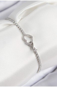 Pirinç Zirkon Taşlı Sonsuzluk Kalp Model Gümüş Renk Kadın Bileklik