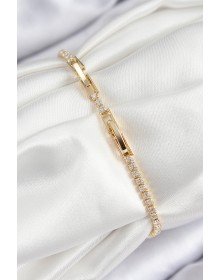 Pirinç Zirkon Taşlı Çiçek Model Gold Renk Kadın Bileklik