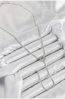 Pirinç Zirkon Taşlı Kalp Model Gümüş Renk  Y Kolye