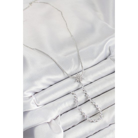 Pirinç Zirkon Taşlı Kutup Yıldızı Model Gold Renk Y Kolye